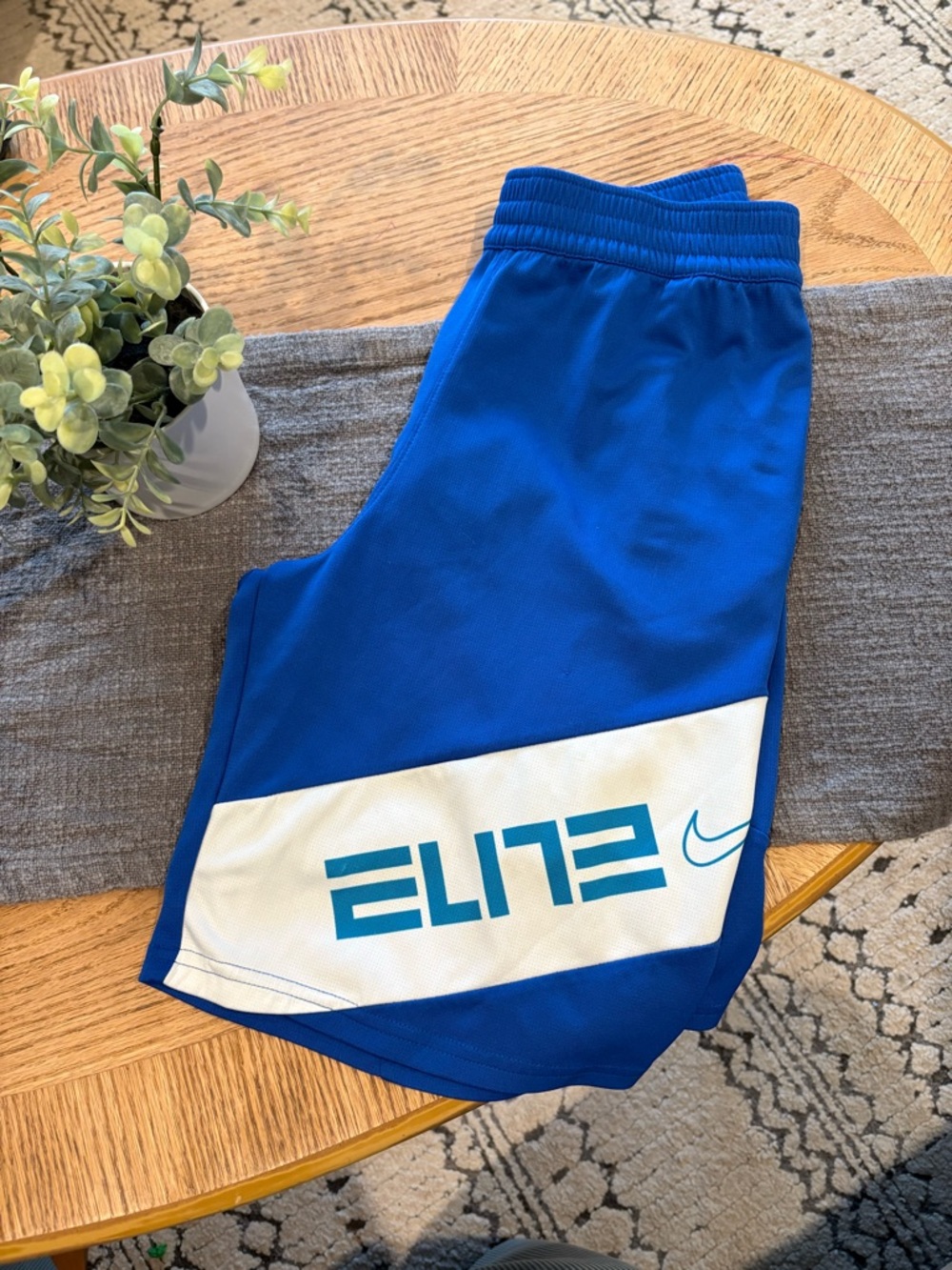 Nike Blue and White Kids Elite Athletic Shorts